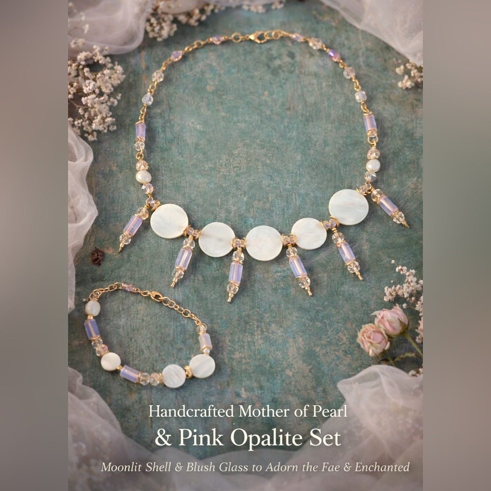 Mother of Pearl & Pink Opalite Jewelry Set ✨